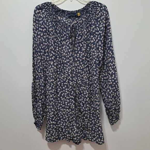 Polo Ralph Lauren Daisies Floral Print Romper Puffed Sleeve Siz 6 Blue Multi NWT - Picture 4 of 16